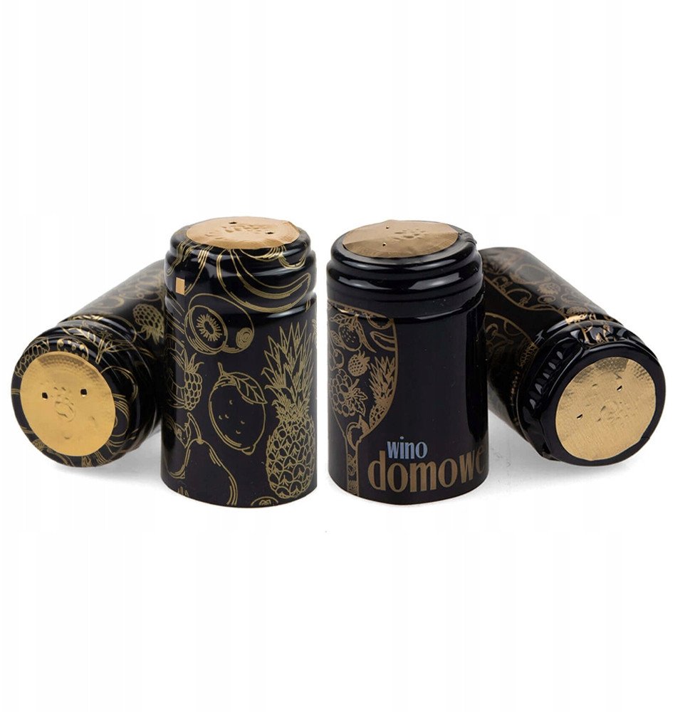 10 X KAPTURKI TERMOKURCZLIWE CZARNE WZÓR OWOCE na wino nalewki