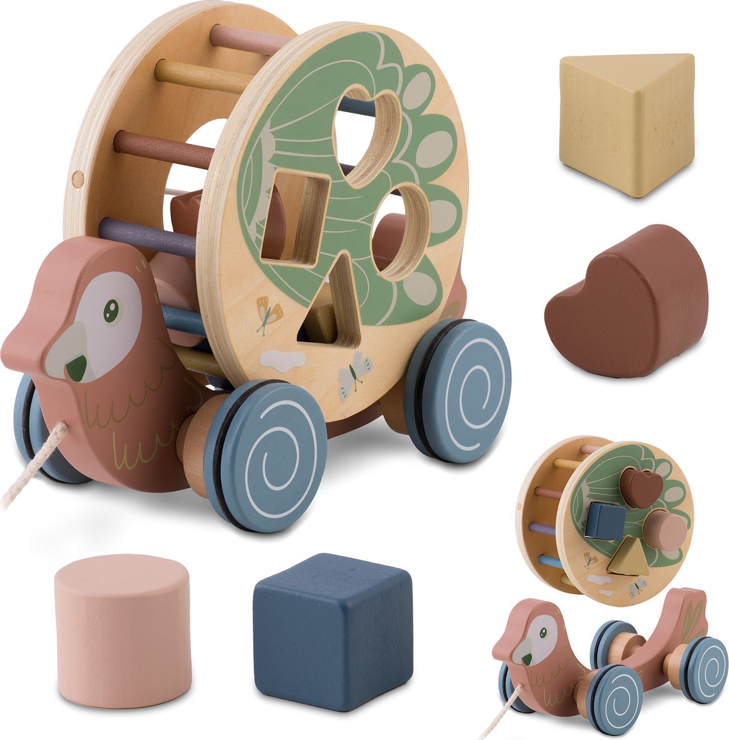 Drewniana zabawka do ciągnięcia Papuga NK-854 Nukido