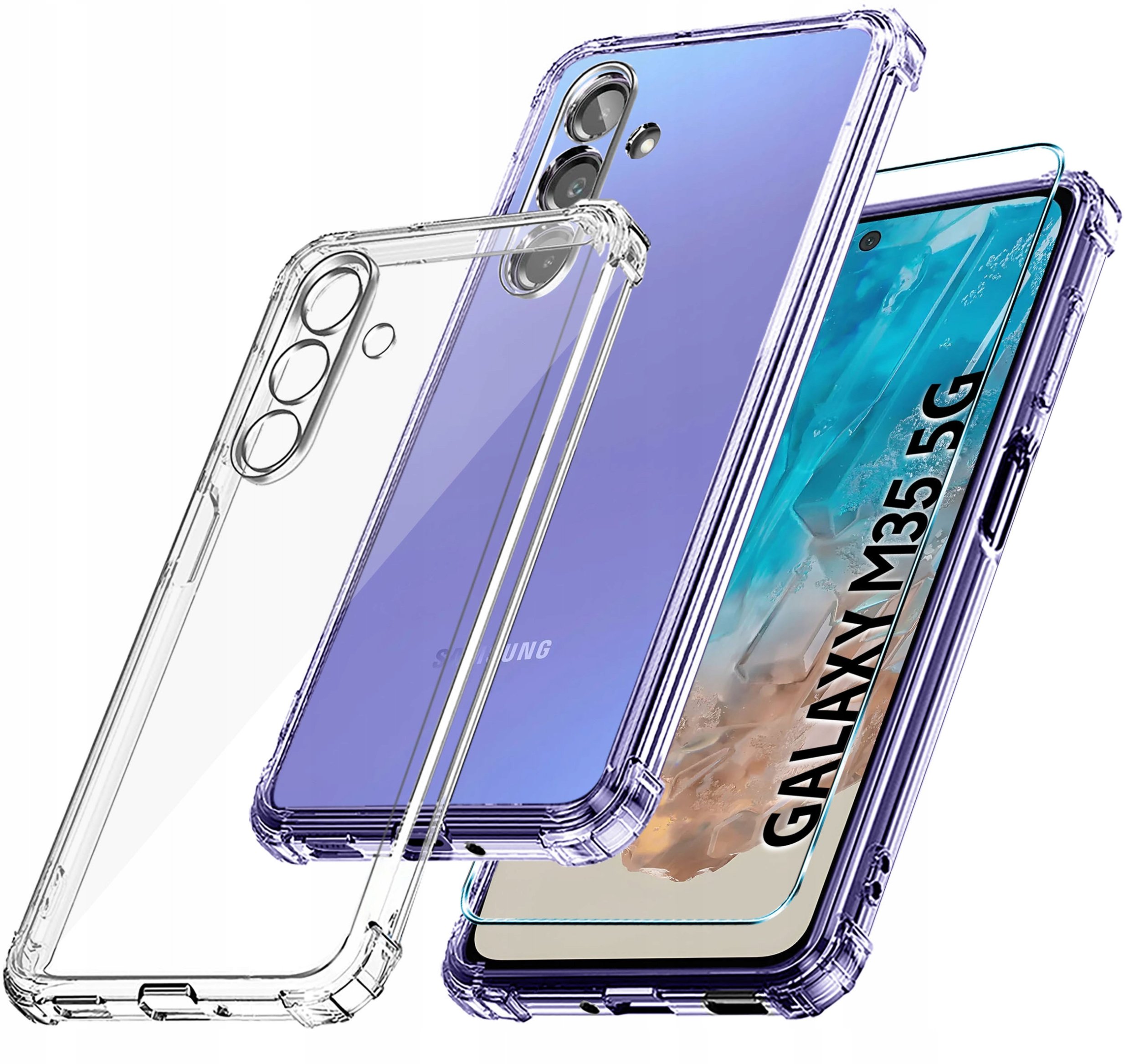 Etui do Samsung Galaxy M35 5G ANTI-SHOCK CLEAR CASE + Szkło OCHRONNE 9H