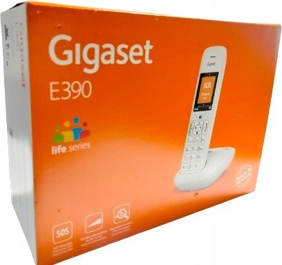Telefon stacjonarny Gigaset Gigaset E390 Telefon analogowy/DECT Nazwa i identyfikacja dzwoniącego Biały