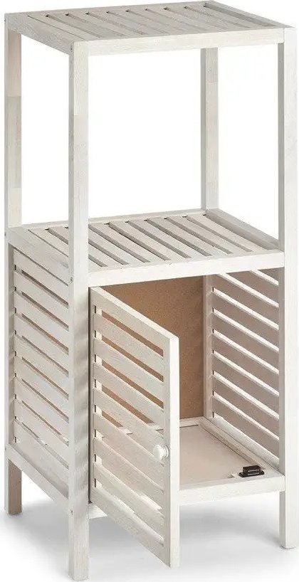 Zeller Regał łazienkowy z szafką drewniany, 2 poziomy, kolor biały, ZELLER