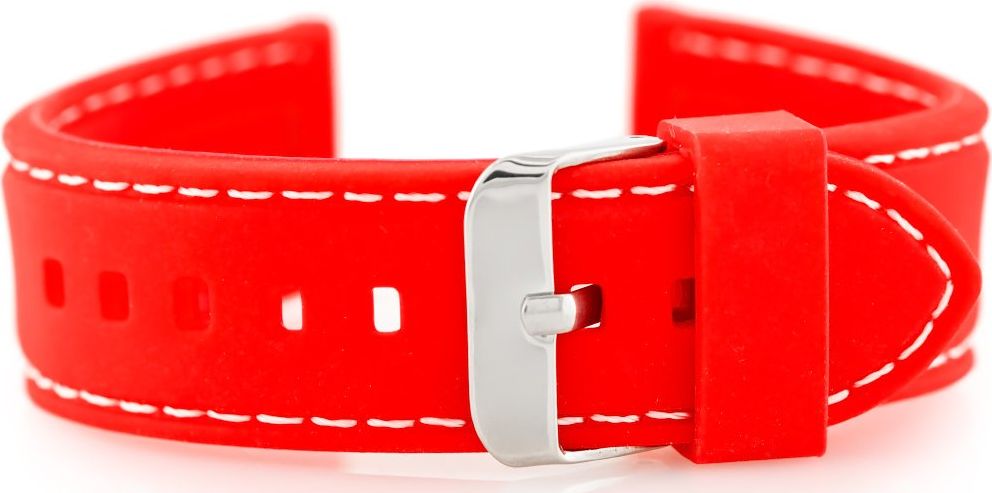 Pasek gumowy do zegarka przeszywany czerwony 22mm uniwersalny