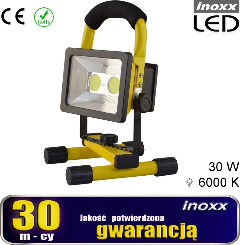 Nvox Naświetlacz przenośny led 30w 6000k aku/ 230v