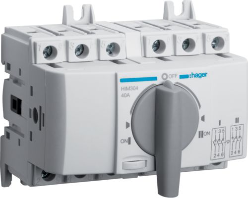 Hager Przełącznik w układzie przełącznym I-0-II 3P 40A (HIM304)