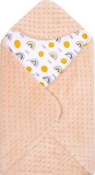 Springos Otulacz dla niemowląt do fotelika, nosidełka, 77x77cm dwustronny kocyk z kapturem UNIWERSALNY