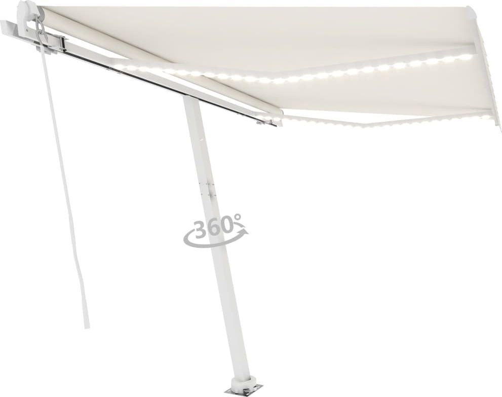 vidaXL Ręcznie zwijana markiza z LED, 300 x 250 cm, kremowa