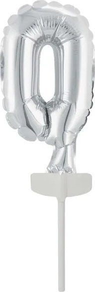 AMSCAN Balon foliowy mini cyfra 0 srebrna 7,5x12cm