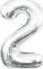 GoDan Balon foliowy B&C cyfra 2 srebrna 85cm