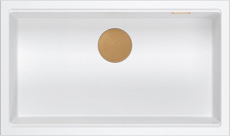Zlewozmywak GraniteQ LOGAN 110 GraniteQ zlewozmywak snow white 76x44x23,5 cm 1-komorowy podwieszany z syfonem manualnym miedziany