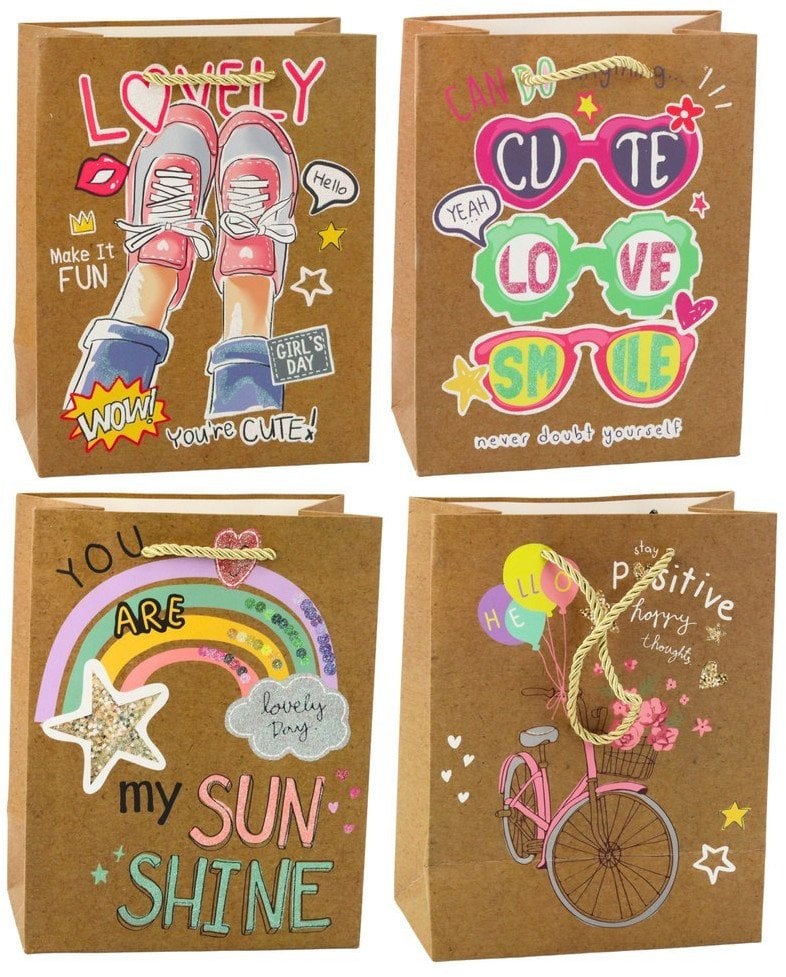 Torba Prezentowa Papierowa Kolorowe Motywy 23 x 18 x 10,5 cm