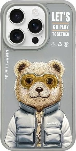 Nimmy iPhone 15 Pro 6.1" case gray/grey Cool&Cute 2.0 Bear