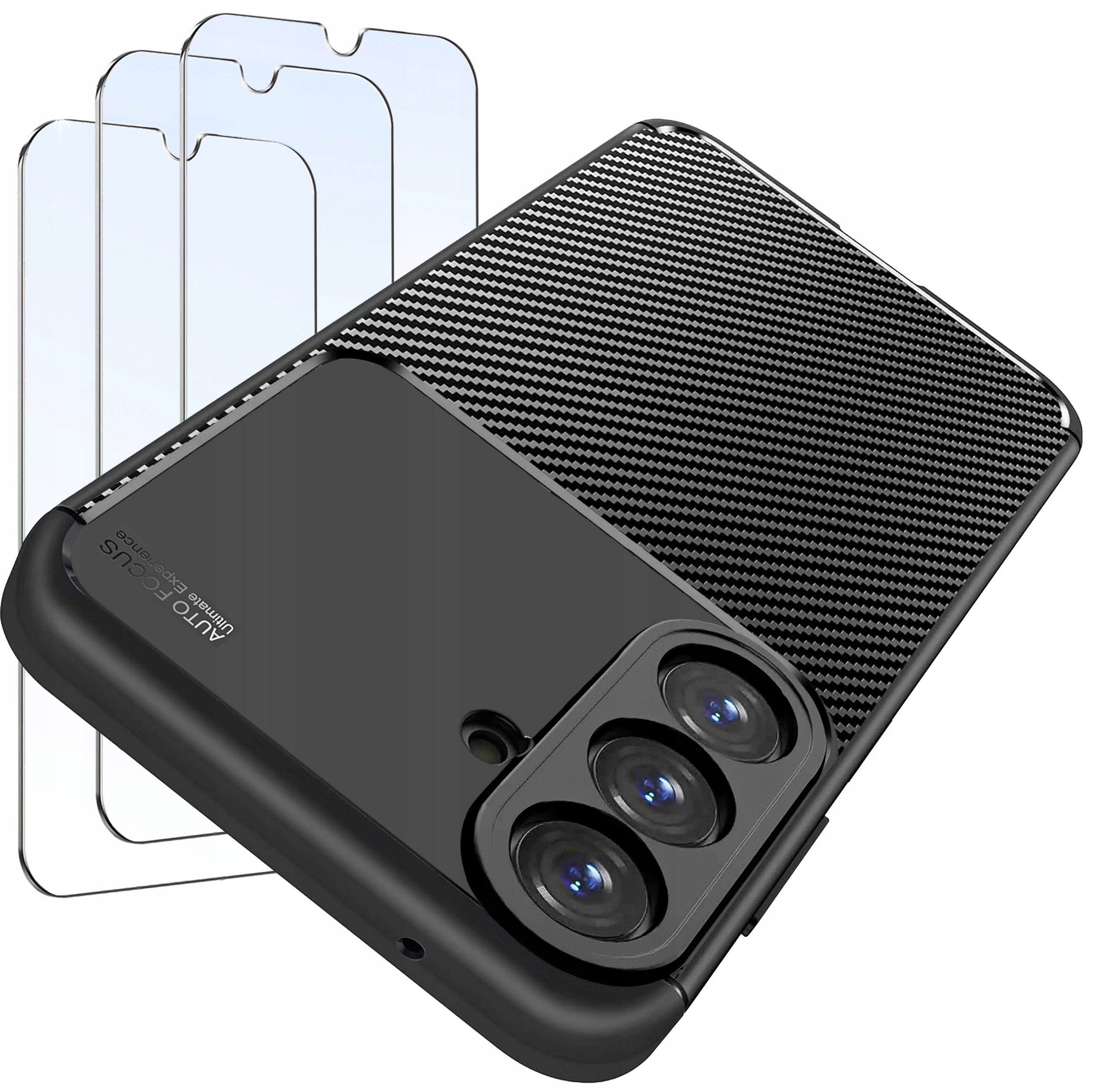 ZESTAW Etui do Samsung A35 5G Pancerne Carbon CASE + 3 SZTUKI SZKŁO