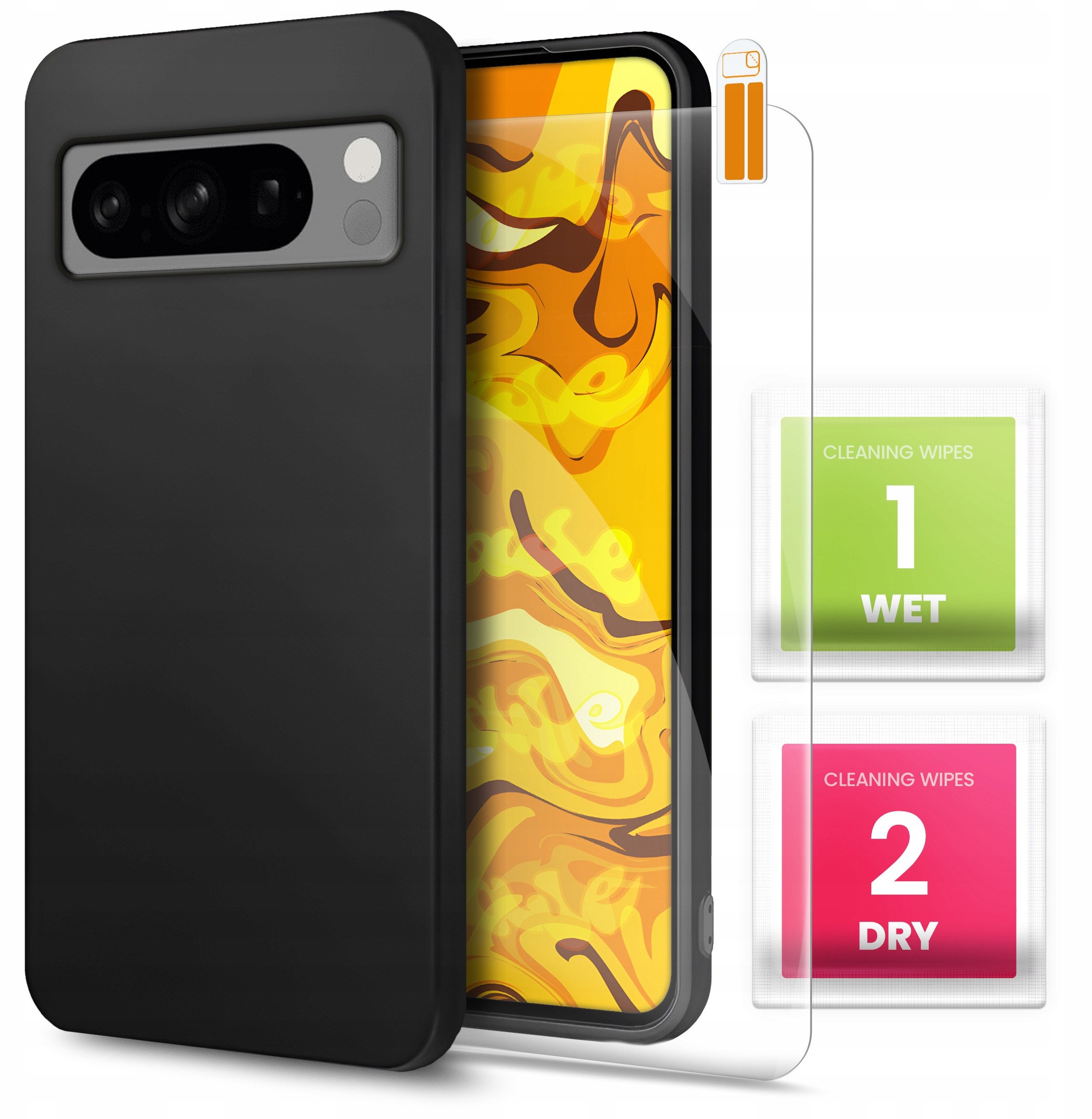 Etui do Google Pixel 8 Pro (Czarne, Matowe, Obudowa Slim, Silikon) Szkło