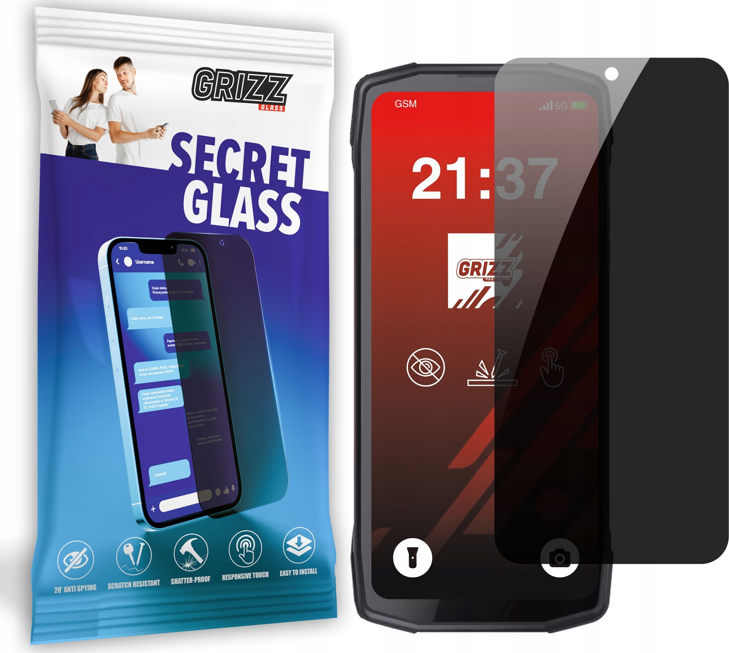 Szkło prywatyzujące GrizzGlass SecretGlass do Cubot King Kong Star