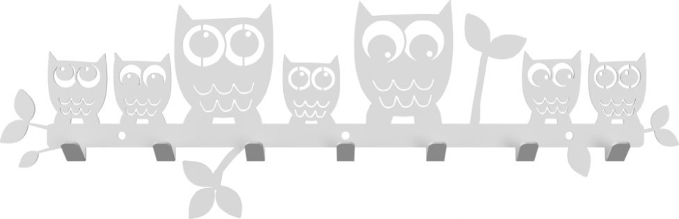 MT3CH Duży metalowy wieszak ścienny wiszący do przedpokoju na kurtki ubrania klucze loft SOWY srebrny