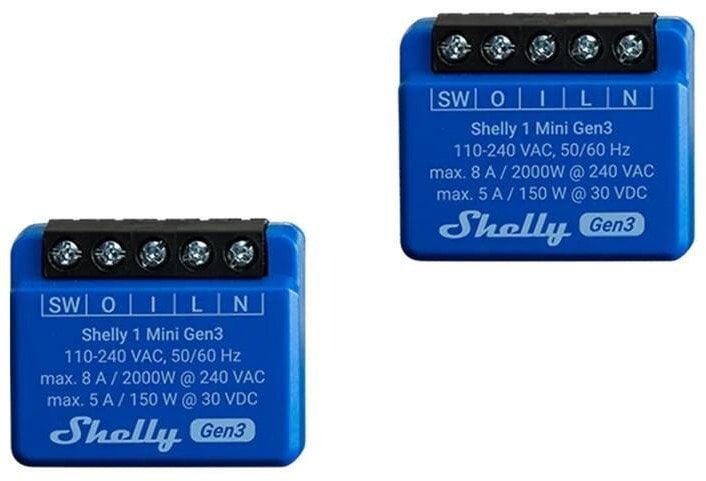 Zestaw 2 Sterowników Shelly 1 Mini Gen3 WiFi/Bluetooth Shelly
