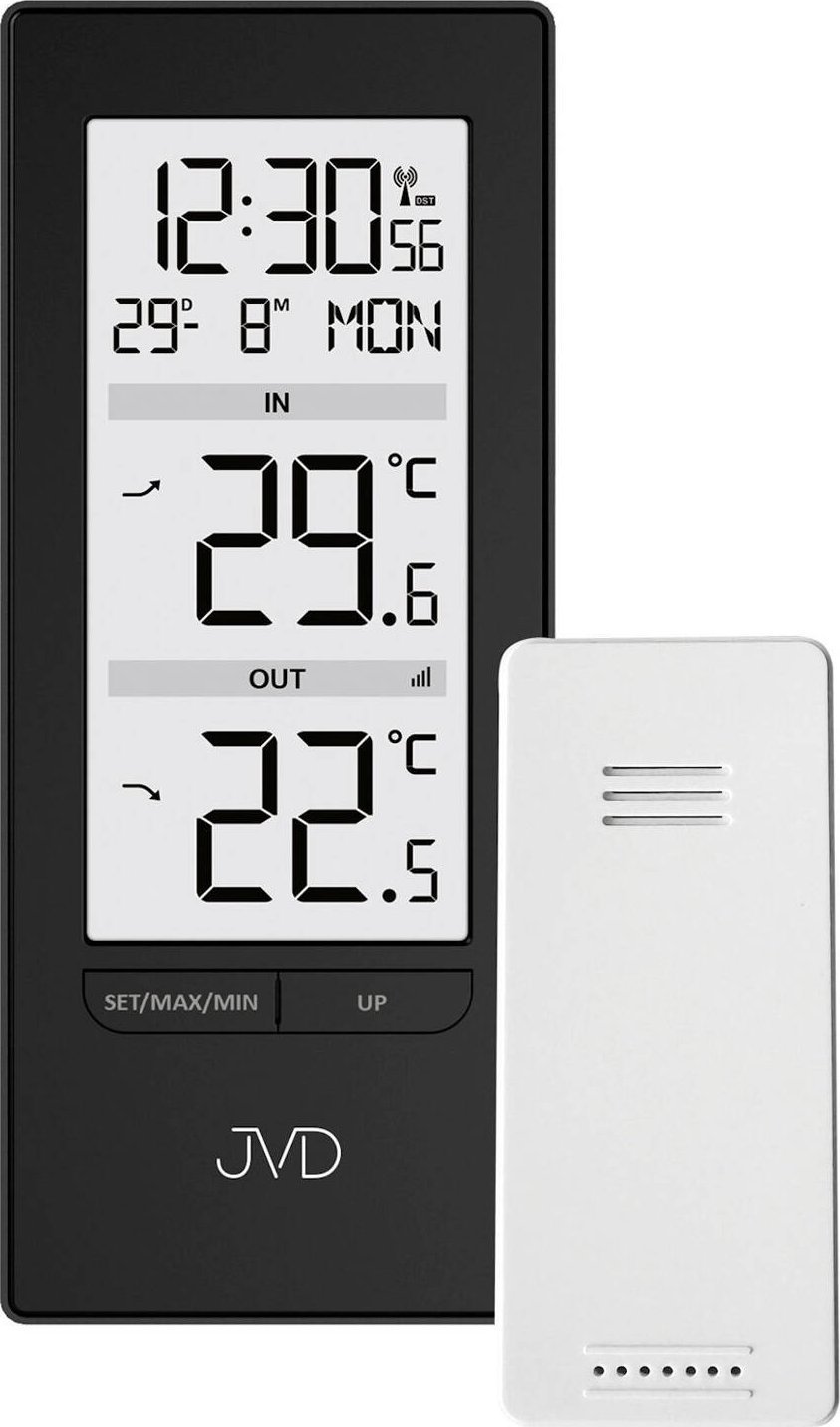 Termometr JVD T3348.1 sonda zewnętrzna zegar .