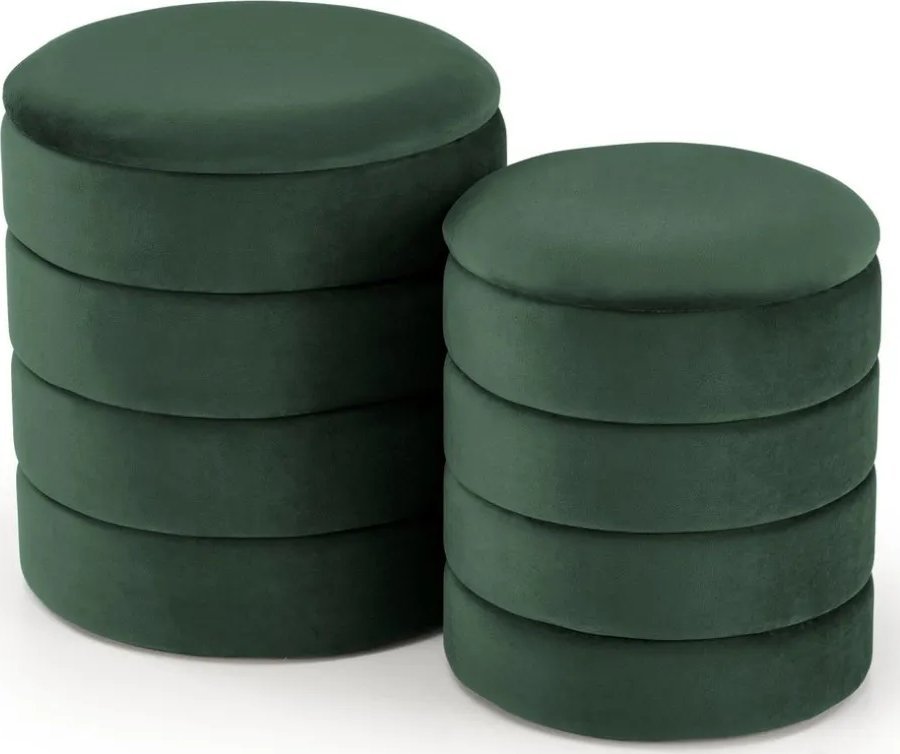 Halmar Zestaw puf PACHO VELVET zielone ze schowkiem HALMAR