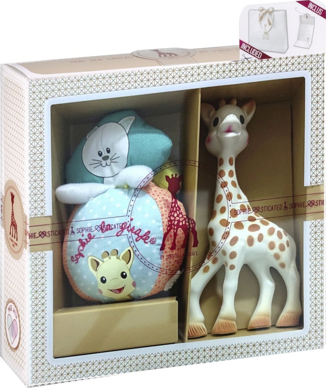 sophielagirafe MAŁY ZESTAW NARODZINOWY NR 2 Z MIĘKKĄ PIŁKĄ