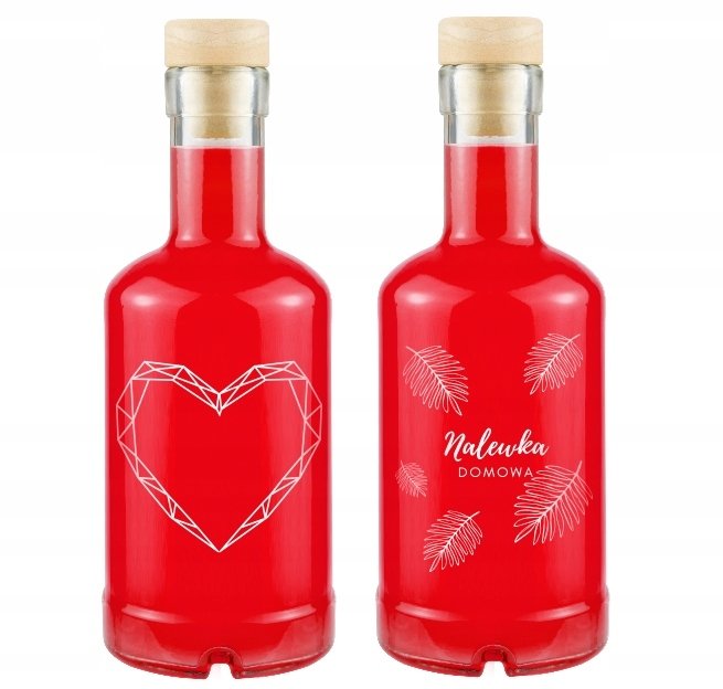 Butelka TADEK 250ml nadrukiem NALEWKA DOMOWA SERCE