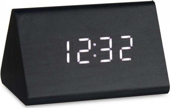 Gift Decor Cyfrowy Zegarek Stacjonarny Czarny PVC Drewno MDF (11,7 x 7,5 x 8 cm)