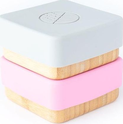 ECO RASCALS ECORASCALS Bambusowe pojemniki na przekąski 2 szt szaro-różowe