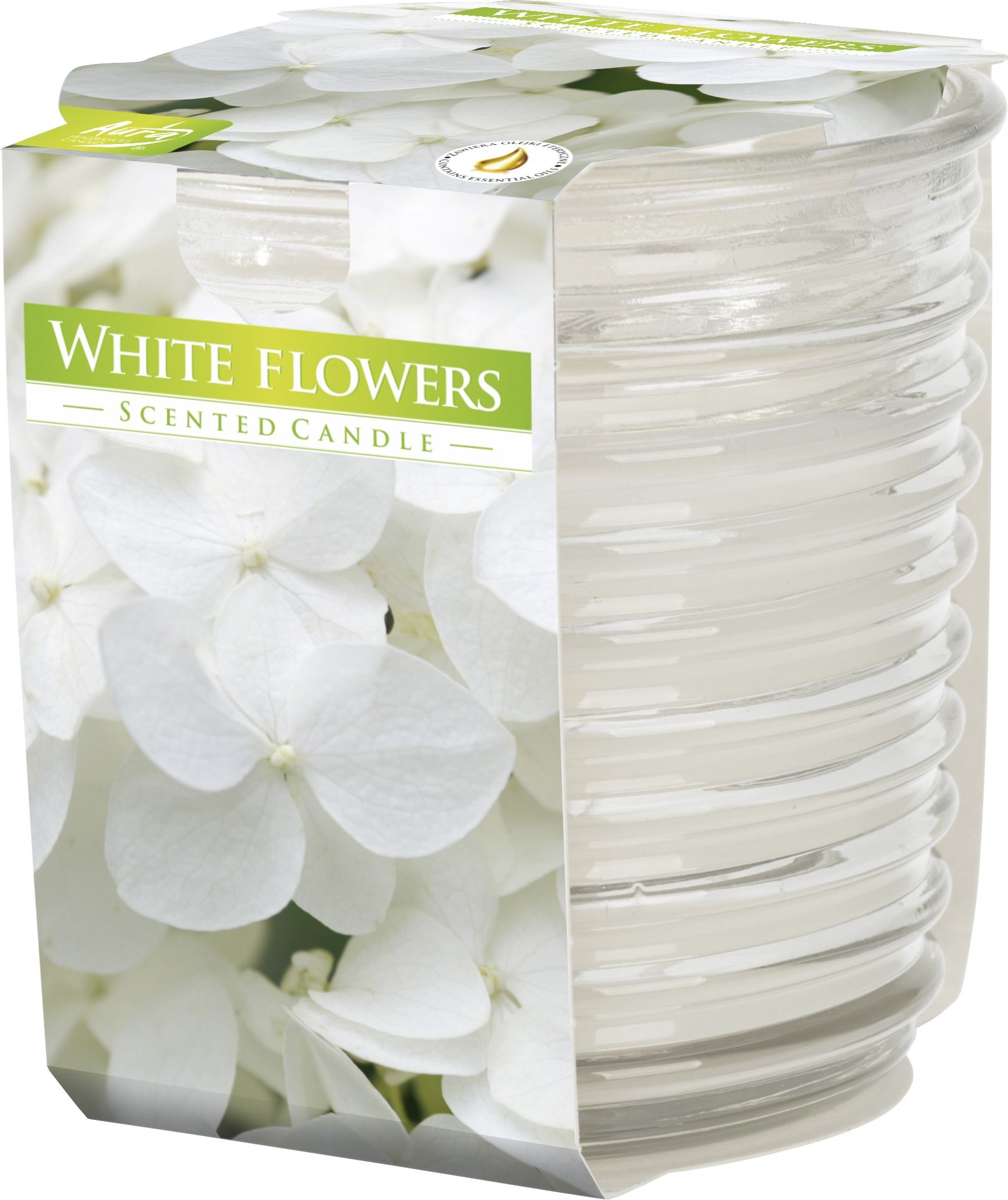 Bispol Świeca zapachowa w szkle BISPOL 28H BIAŁE KWIATY