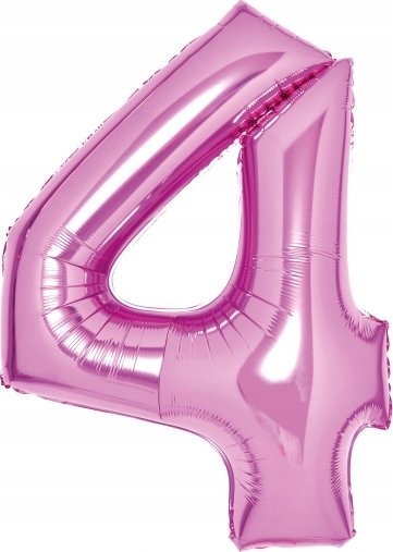 AMSCAN Balon foliowy Cyfra 4 różowa 51x66cm N26 zapakowany 9914044
