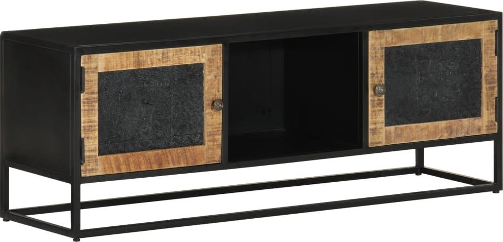 vidaXL Szafka pod TV, 110x30x40 cm, lite drewno mango i żelazo