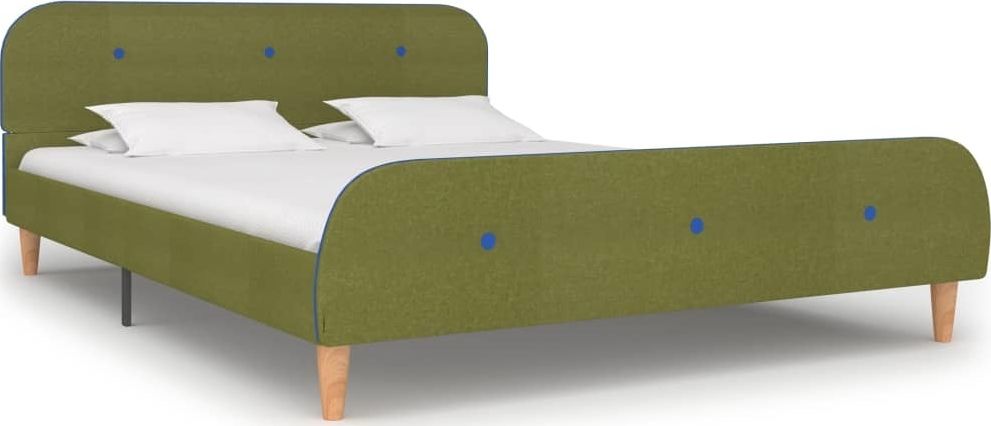 vidaXL Rama łóżka, zielona, tapicerowana tkaniną, 140 x 200 cm