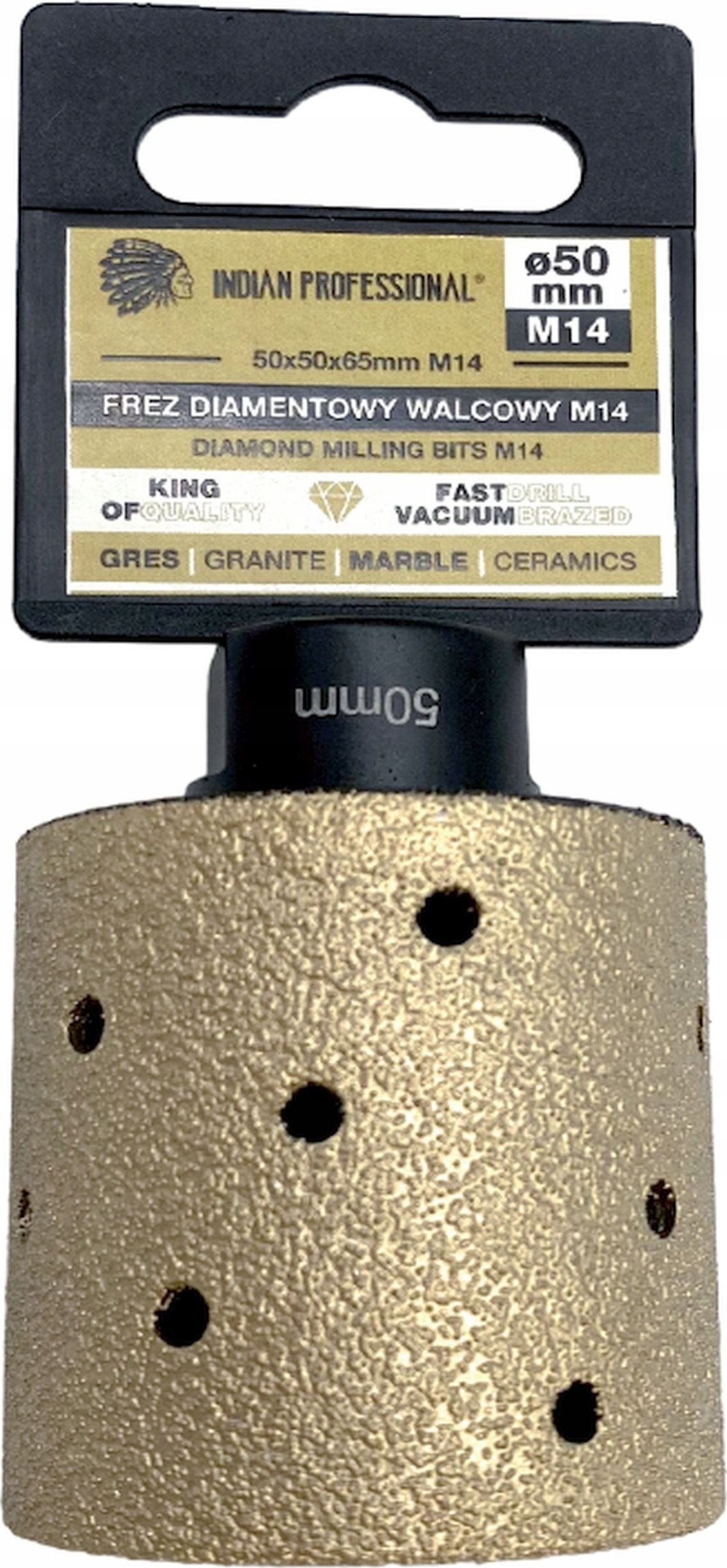 INDIAN PROFESSIONAL FREZ DIAMENTOWY WALCOWY M14 50mm /INDIAN PROFESSIONAL