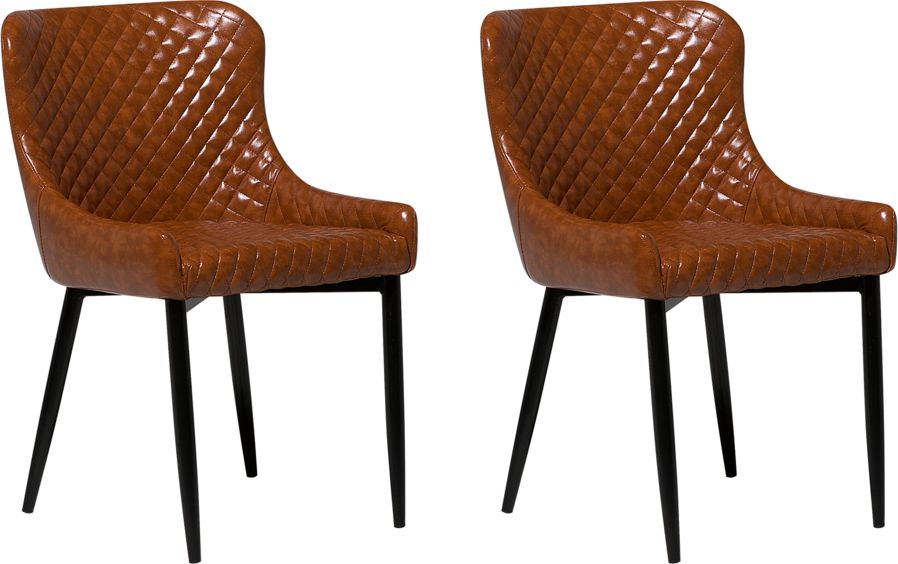 Beliani Zestaw 2 krzeseł do jadalni ekoskóra brązowy SOLANO