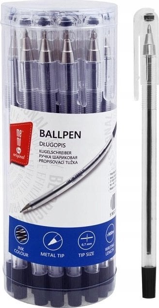 MemoBe Długopis biurowy 0,7mm czarny tuba (20szt) MemoBe