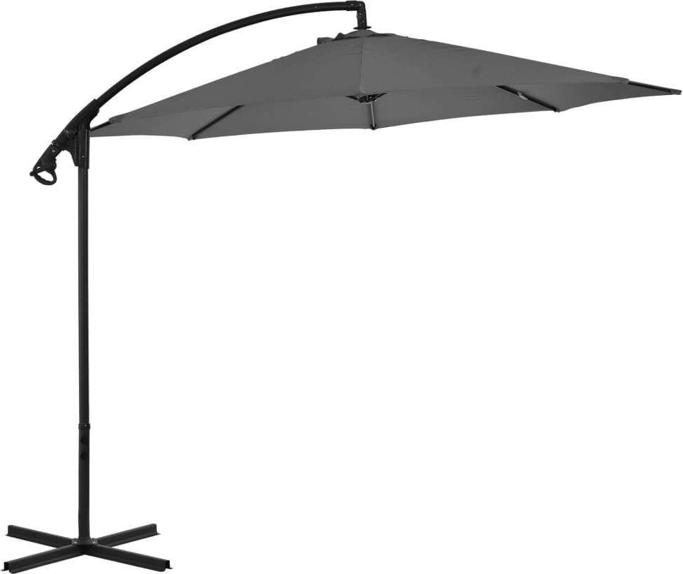 vidaXL Parasol wiszący ze stalowym słupkiem, 300 cm, antracytowy