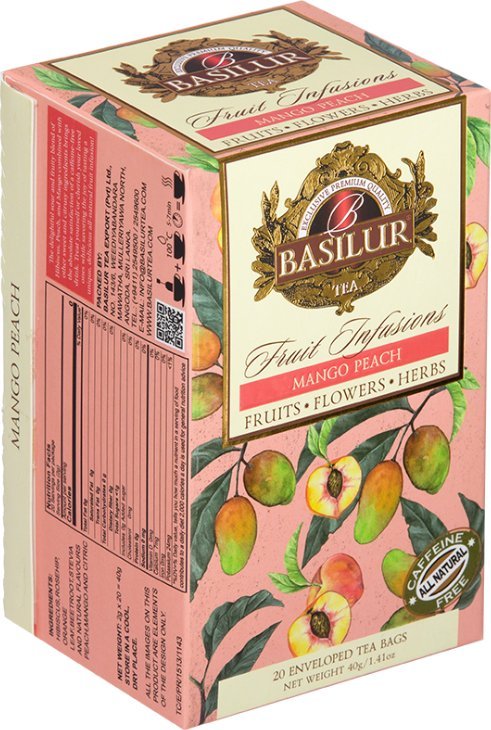 Basilur Basilur MANGO PEACH herbata owocowa BRZOSKWINIA CYTRUSY bez kofeiny - 20 x 2 g
