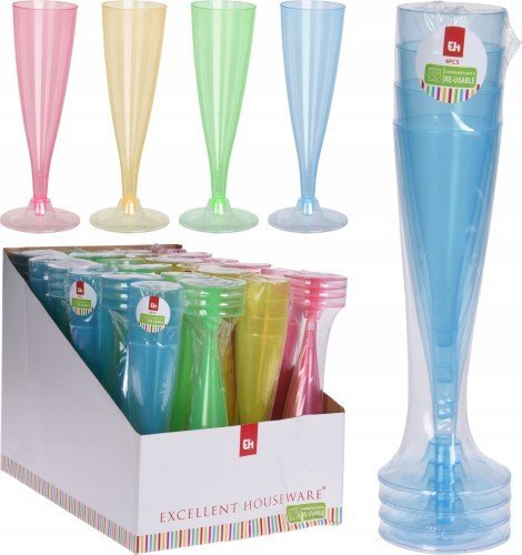 Koopman Kieliszki do szampana plastikowe zestaw 4 szt