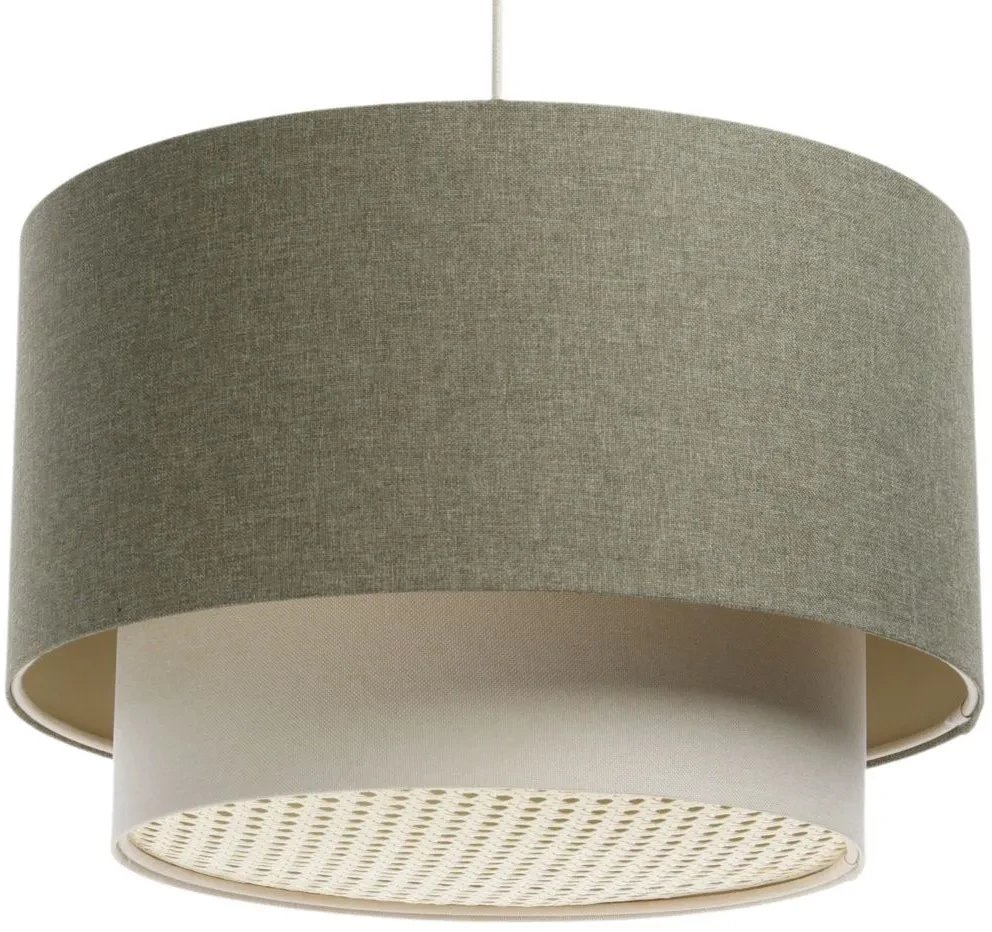 Lampa wisząca ERUTAN DOUBLE RATTAN 40 zielona/kremowa BPS KONCEPT