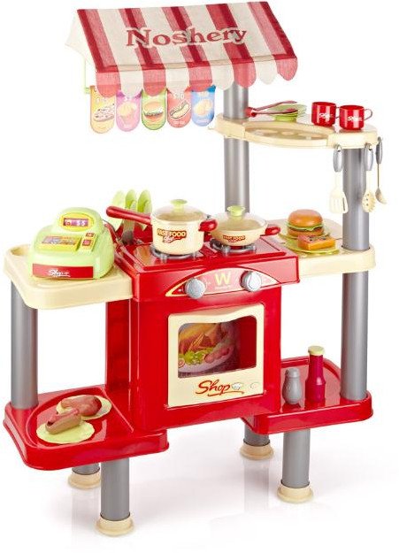 Duży dziecięcy sklep budka z jedzeniem Fast Food 99 części sklepik z kasą