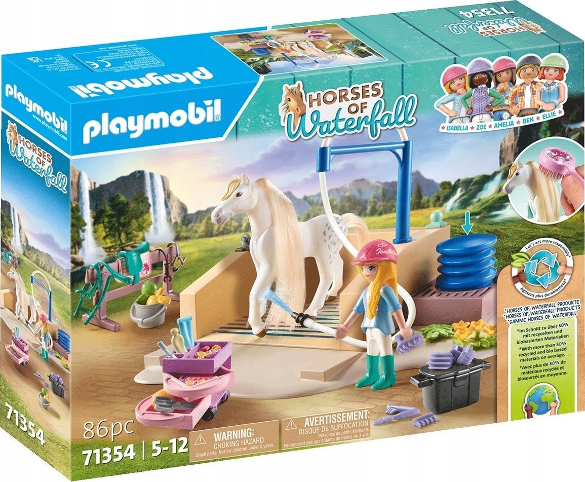 Playmobil - Horses of Waterfall Isabella i klacz Lioness z myjnią dla koni 71354
