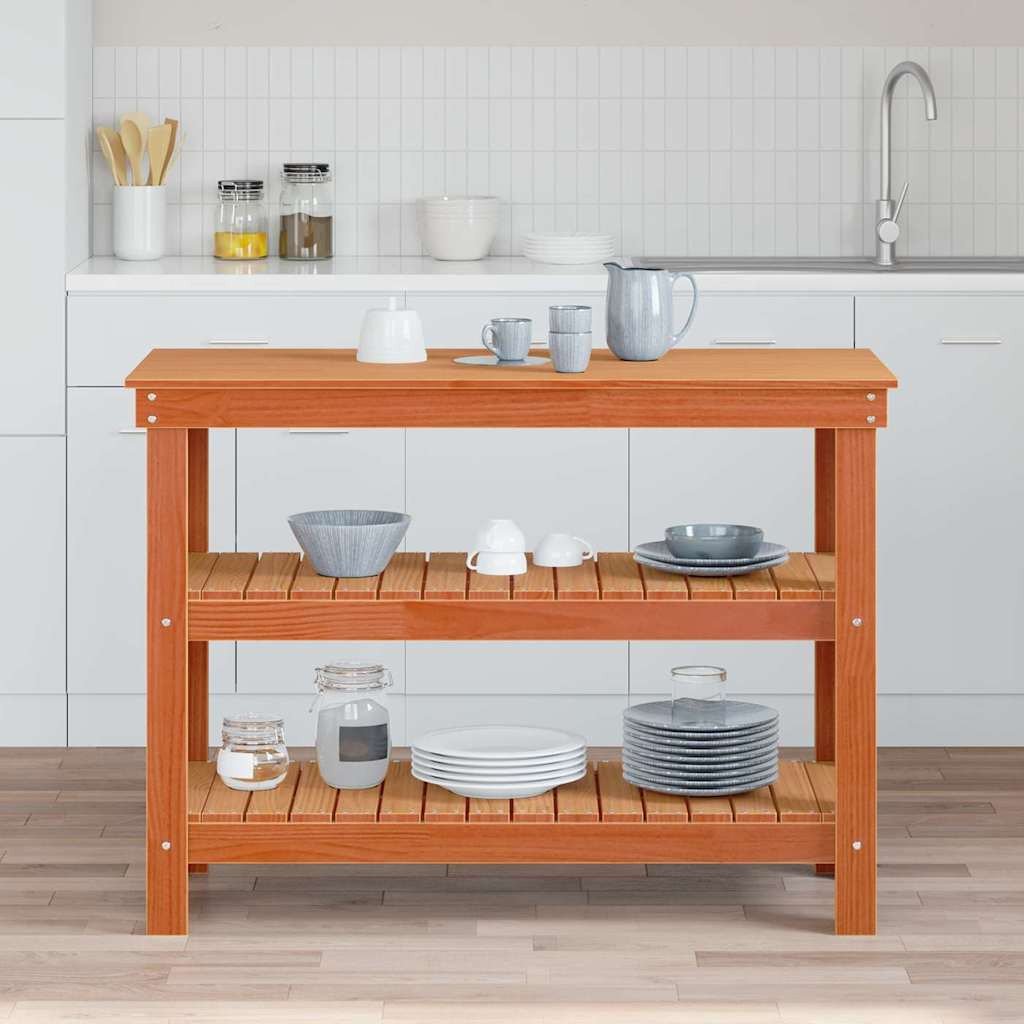 vidaXL Stół warsztatowy z półką Woskowy brąz 110.5 x 50 x 80 cm