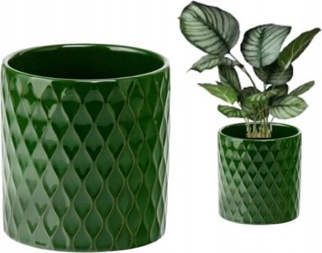 Polnix Osłonka ceramiczna cylinder 12,5x14 cm zielona