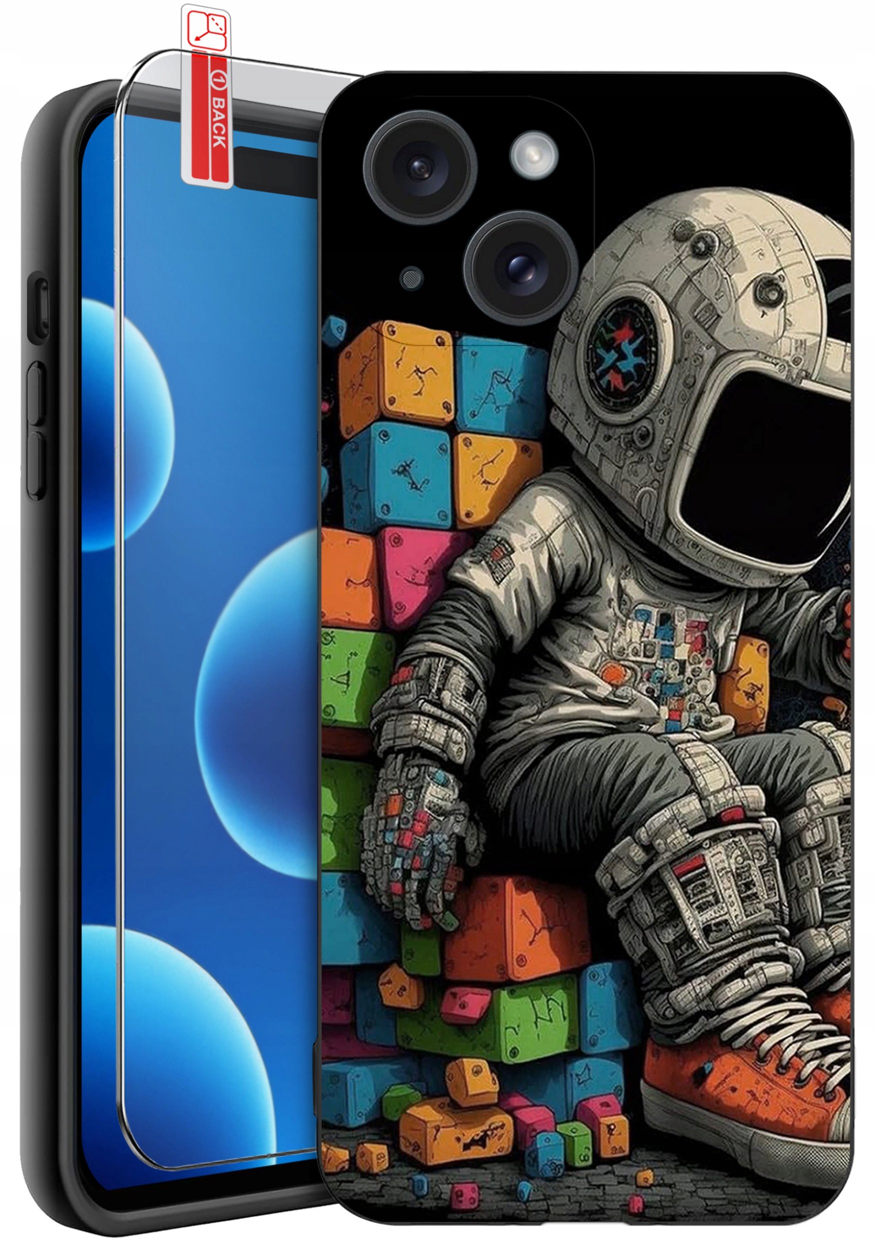 ETUI do iPhone 15 | WZORY | SILIKONOWE MATT CASE + SZKŁO 9H