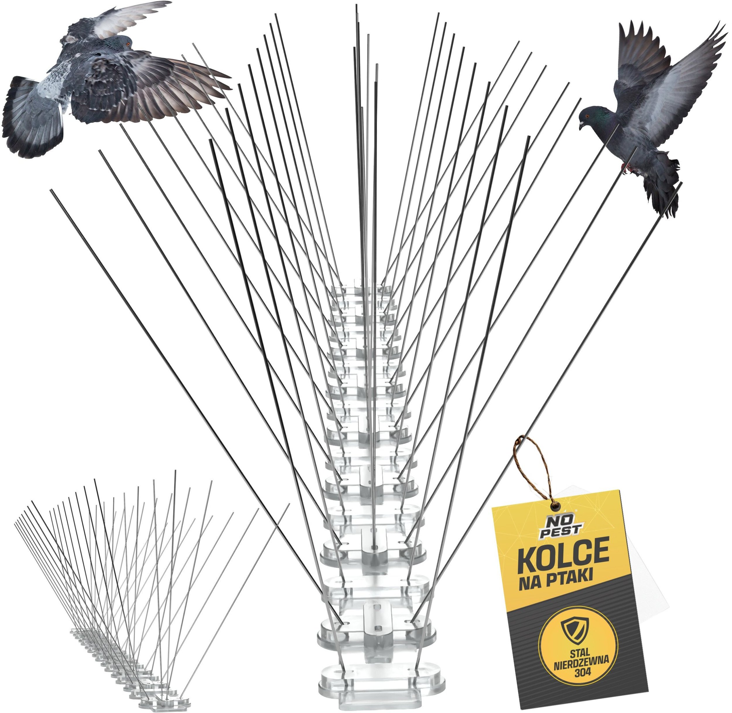 Kolce na Ptaki Gołębie Przeciw Ptakom Gołębiom Nierdzewne Stalowe Gęste o Długości 50cm i Szerokości 140mm