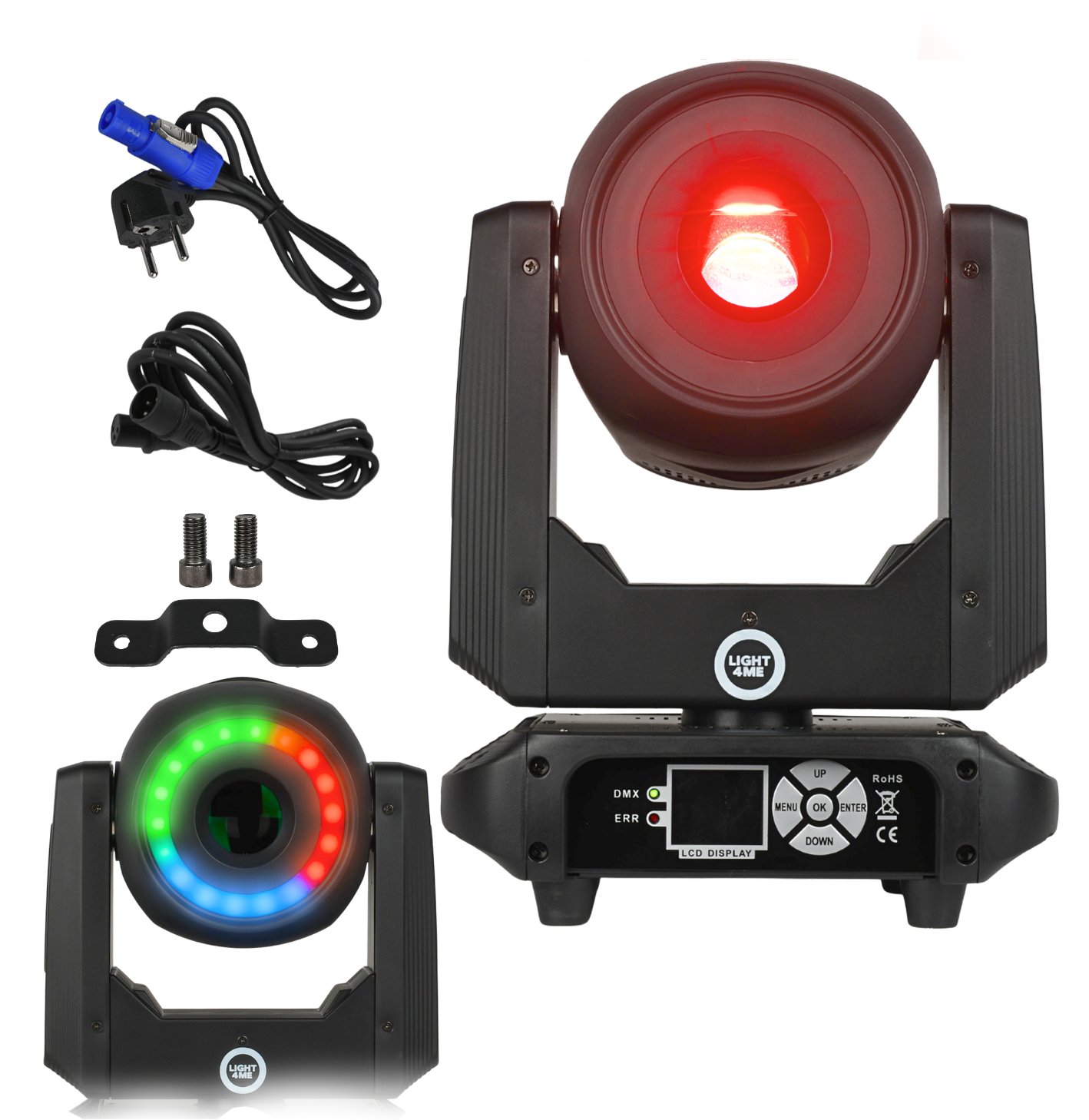 DNA LIGHT4ME SKY SPOT 150W RING ruchoma głowica spot LED DMX efekt ring 18x0,5W RGB SMD LED