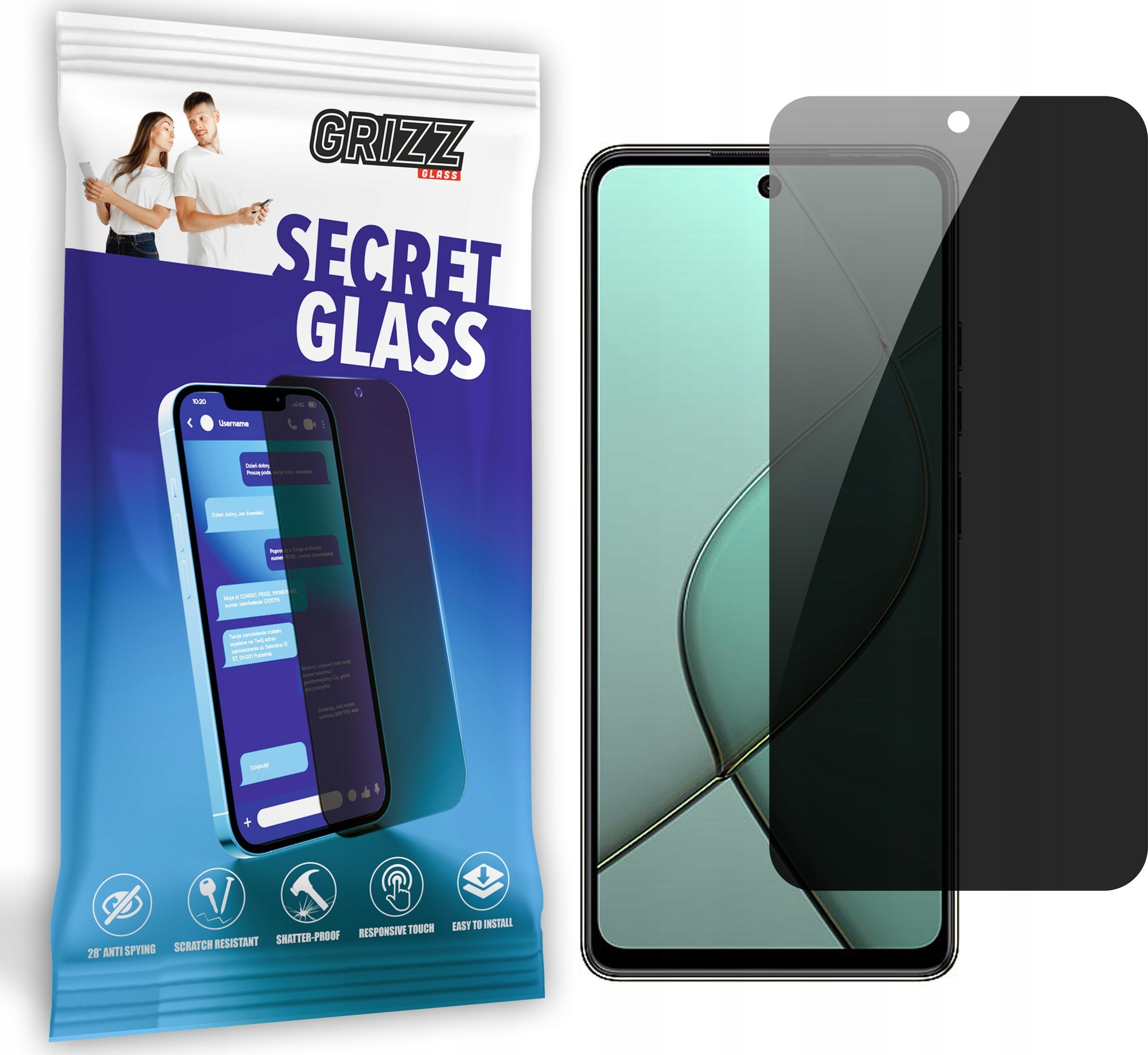 GrizzGlass Szkło prywatyzujące GrizzGlass SecretGlass do Tecno Spark 20 Pro 5G