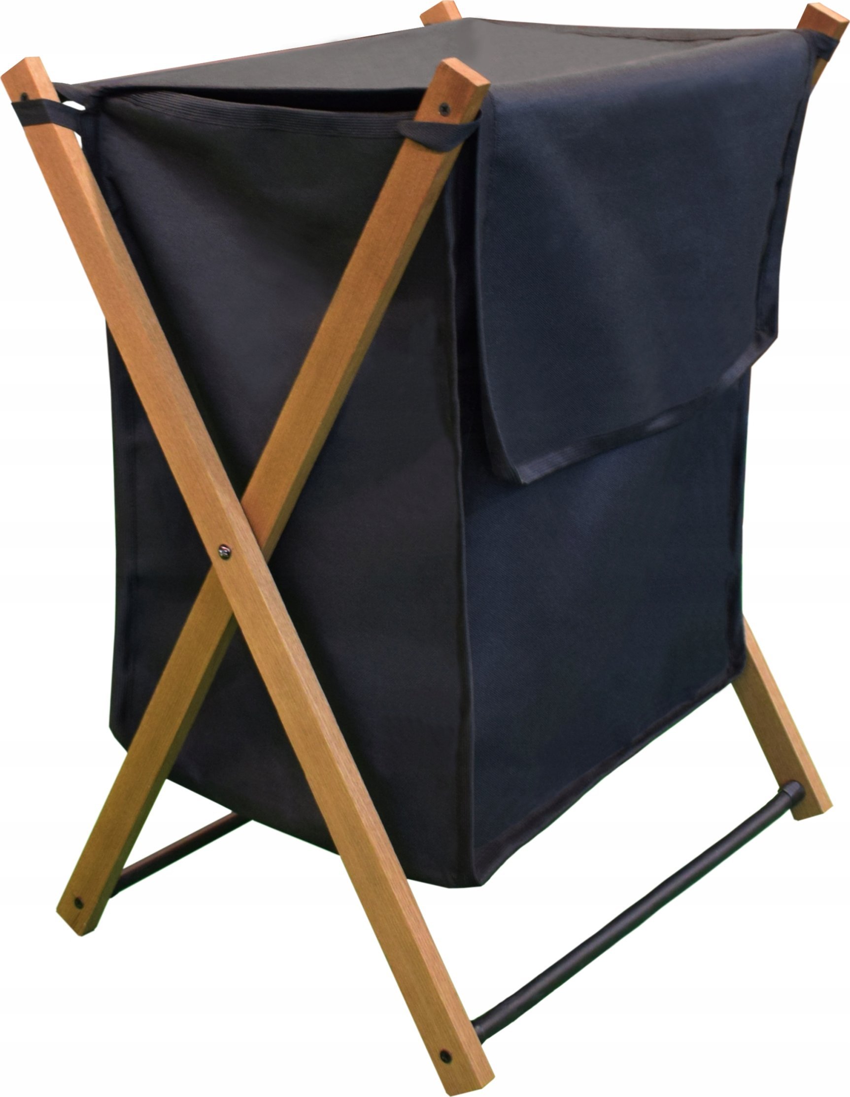 Kosz na pranie Sepio Składany kosz na pranie czarny drewniany POJEMNIK 39l solidny pojemny eco