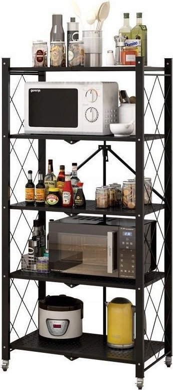 Topeshop Regał magazynowy, kuchenny, składany, FS005, 72x34x163 cm, czarny, mat