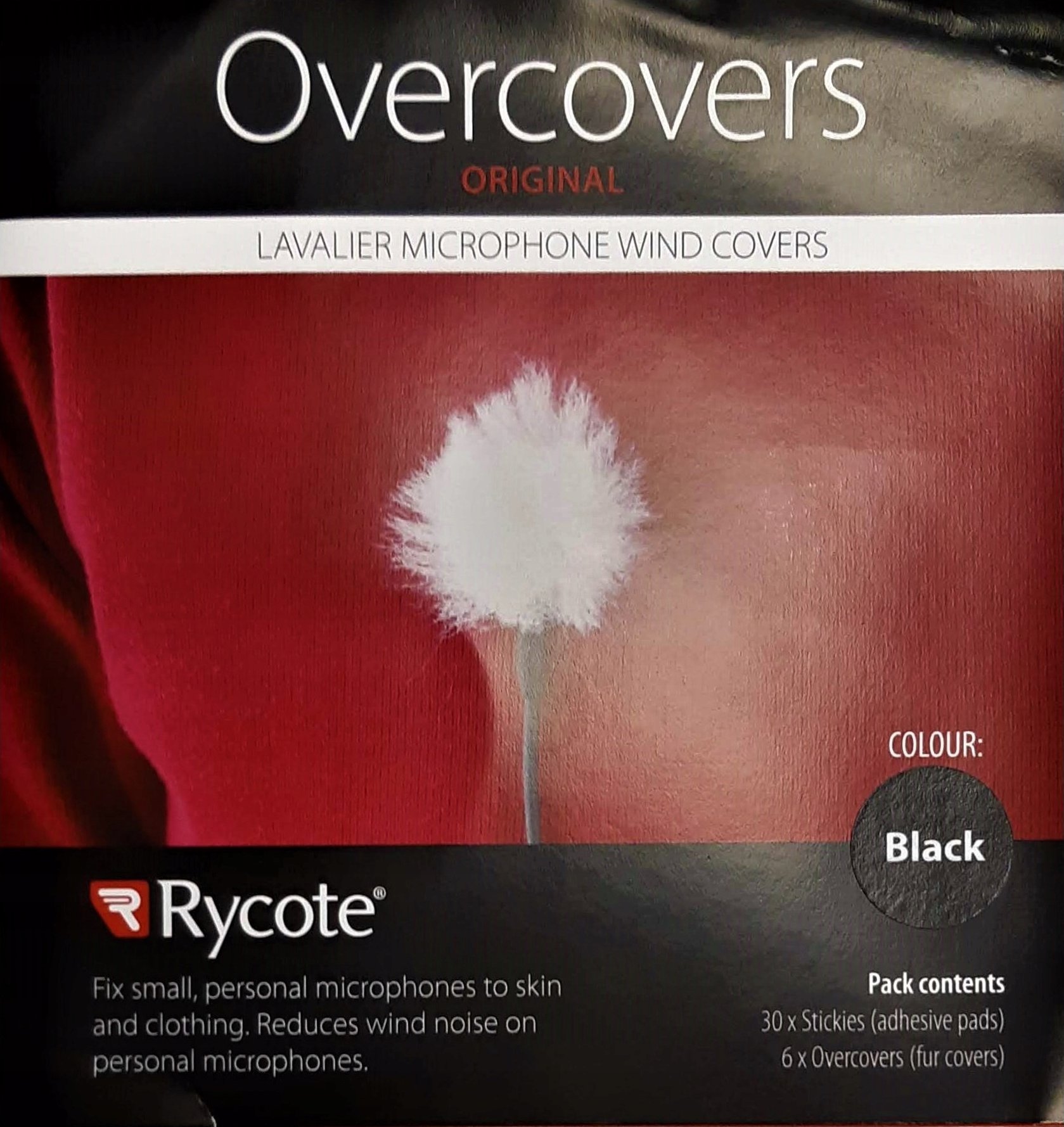 Rycote Overcovers, Black - 6 fur /30 Stickies