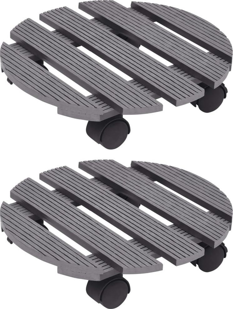 vidaXL Stojaki na kółkach pod donice, 2 szt., szare, 30x7,5 cm, WPC