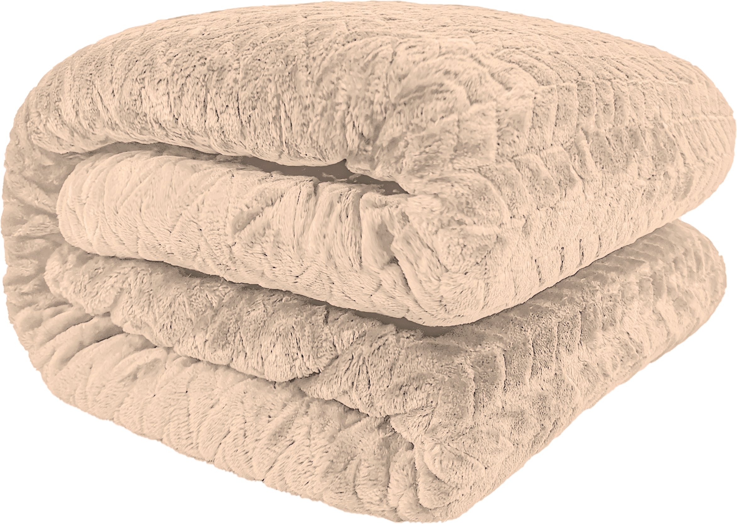 Ciepły koc Fuero 160x200 jasny beż miękki tłoczony elegancki narzuta